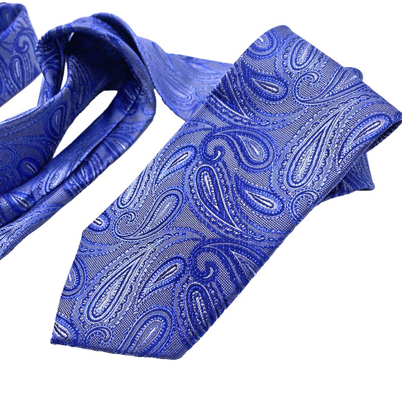 Pronto Uomo 100% Silk Tie Necktie Beautiful Blue Paisley Professional Occasion - Picture 1 of 8